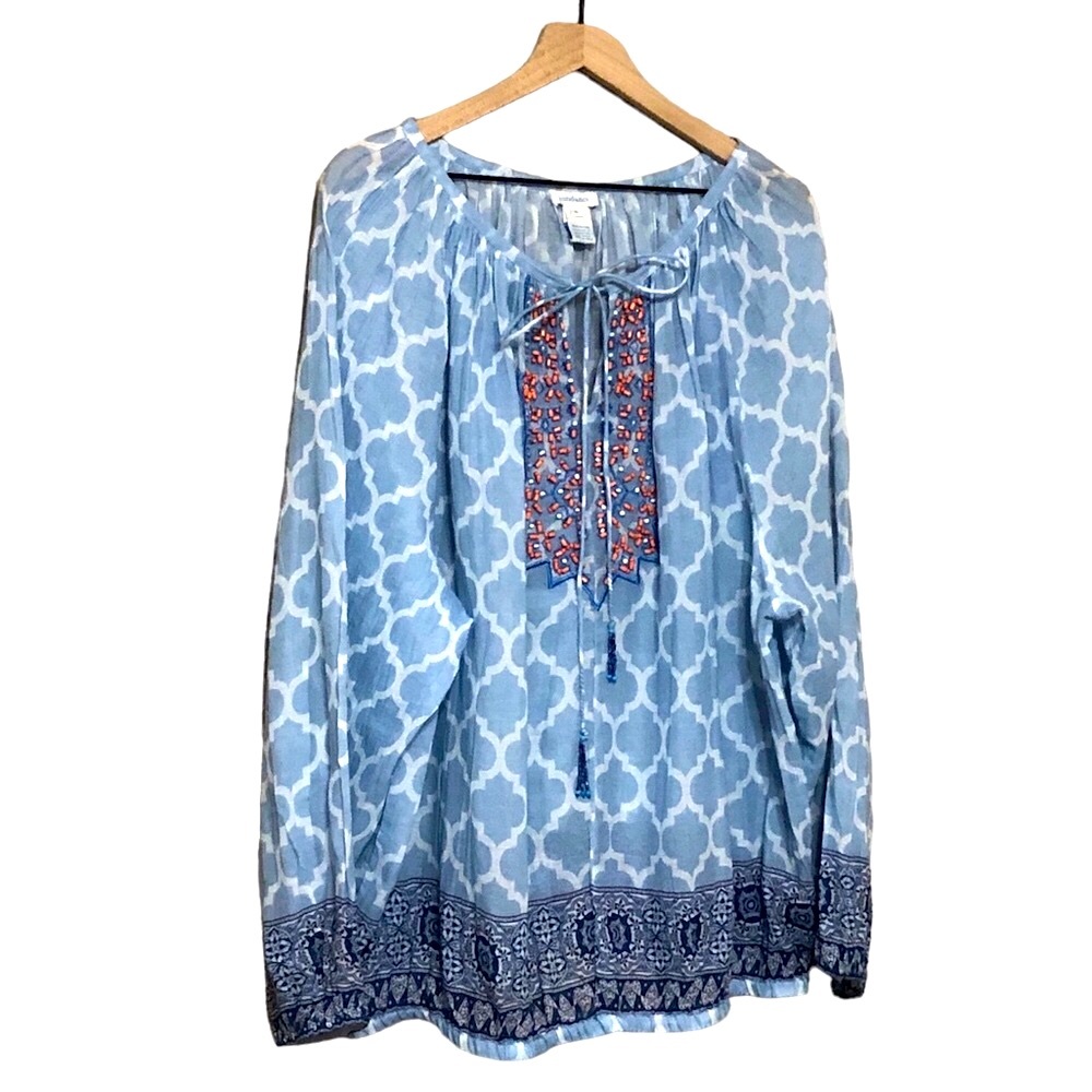 Sundance Ocean Serenade Top Blouse XL
